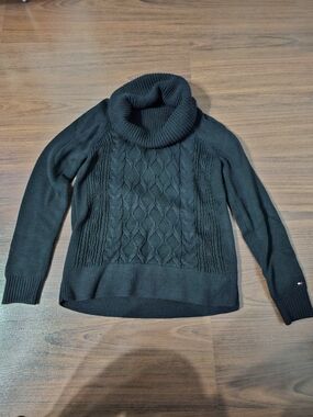 Tommy Hilfiger Black Cable Turtleneck Sweater